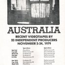 Announcement for Videotapes from Australia at The Kitchen, New York, 1979
