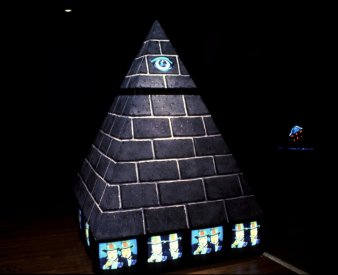 Installation shot of The Fujiyama Pyramid Project, Long Beach Museum of Art.