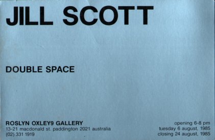 Invitation card to the Roslyn Oxley9 gallery presentation of Double Space, 1985.