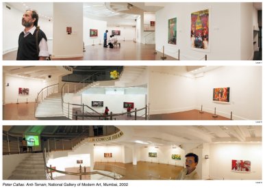 Installation shots of Peter Callas: anti-terrain. Asialink Touring Program, National Gallery of Modern Art, Mumbai, India, 2002.
