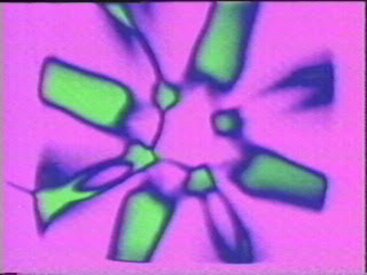 Frame fom Video MetaProgramming One. Colourised computer graphic and feedback. Bush Video 1974