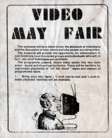 Front page of the First Video May Fair program.
