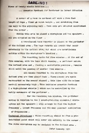 Peter Kennedy's instructions for Corner Feedback Situation, from the Inhibodress VideoTapes catalogue.